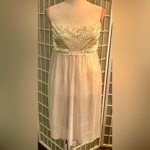 ROSEGATE delicate pink and white dotted. lined chemise/nightgown  Sz XL